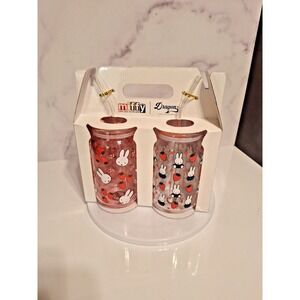 Set of 2 Miffy x Dragon Glassware 16 oz Strawberry Drinking Glass Tumbler Cup